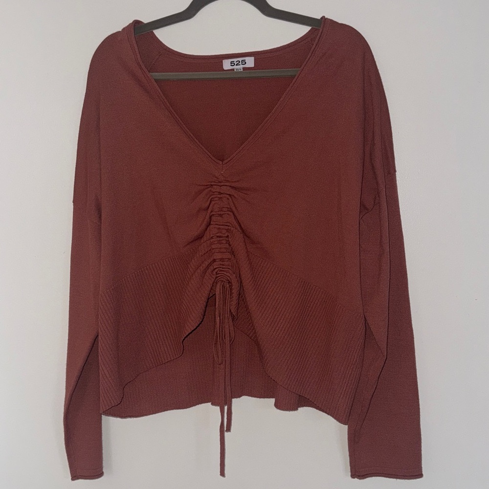 525 America Ruched Front Pullover in Rust, Size XS/S